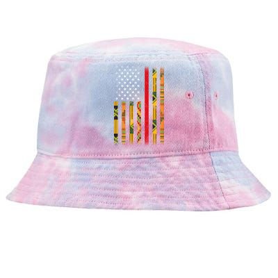 Kente US African American Flag Tie-Dyed Bucket Hat