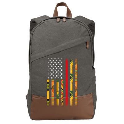 Kente US African American Flag Cotton Canvas Backpack