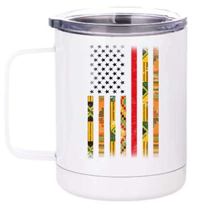 Kente US African American Flag 12 oz Stainless Steel Tumbler Cup