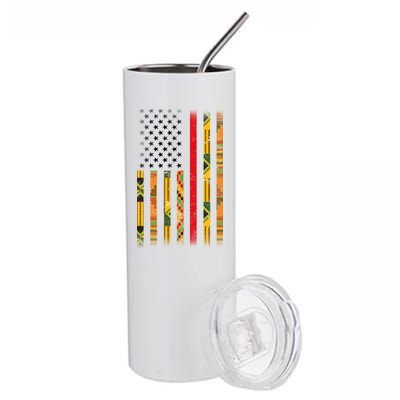 Kente US African American Flag Stainless Steel Tumbler