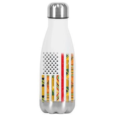 Kente US African American Flag Stainless Steel Insulated Water Bottle