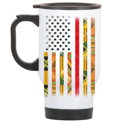 Kente US African American Flag Stainless Steel Travel Mug