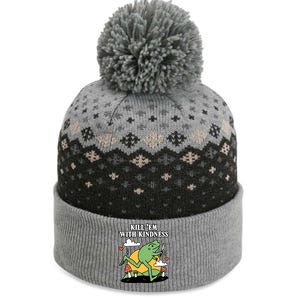 Kill Em With Kindness Retro Funny Frog The Baniff Cuffed Pom Beanie