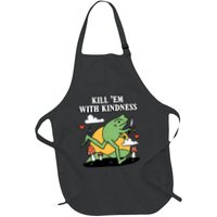 Kill Em With Kindness Retro Funny Frog Full-Length Apron With Pockets