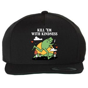 Kill Em With Kindness Retro Funny Frog Wool Snapback Cap