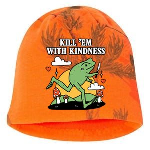 Kill Em With Kindness Retro Funny Frog Kati - Camo Knit Beanie