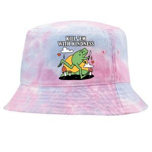 Kill Em With Kindness Retro Funny Frog Tie-Dyed Bucket Hat