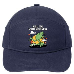 Kill Em With Kindness Retro Funny Frog 7-Panel Snapback Hat