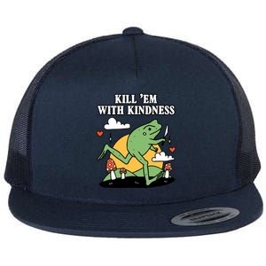 Kill Em With Kindness Retro Funny Frog Flat Bill Trucker Hat