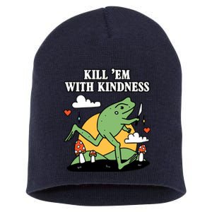 Kill Em With Kindness Retro Funny Frog Short Acrylic Beanie