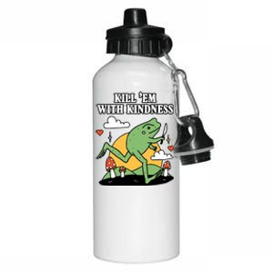 Kill Em With Kindness Retro Funny Frog Aluminum Water Bottle