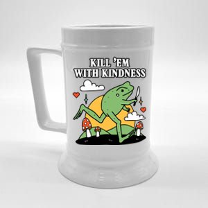 Kill Em With Kindness Retro Funny Frog Beer Stein