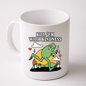 Kill Em With Kindness Retro Funny Frog Coffee Mug