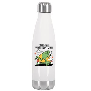 Kill Em With Kindness Retro Funny Frog Stainless Steel Insulated Water Bottle