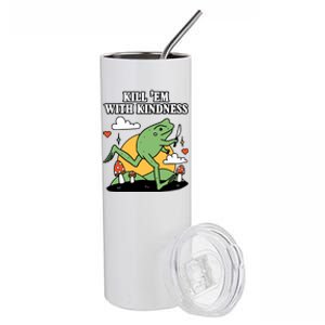 Kill Em With Kindness Retro Funny Frog Stainless Steel Tumbler