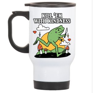 Kill Em With Kindness Retro Funny Frog Stainless Steel Travel Mug