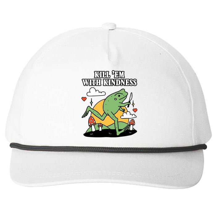 Kill Em With Kindness Retro Funny Frog Snapback Five-Panel Rope Hat