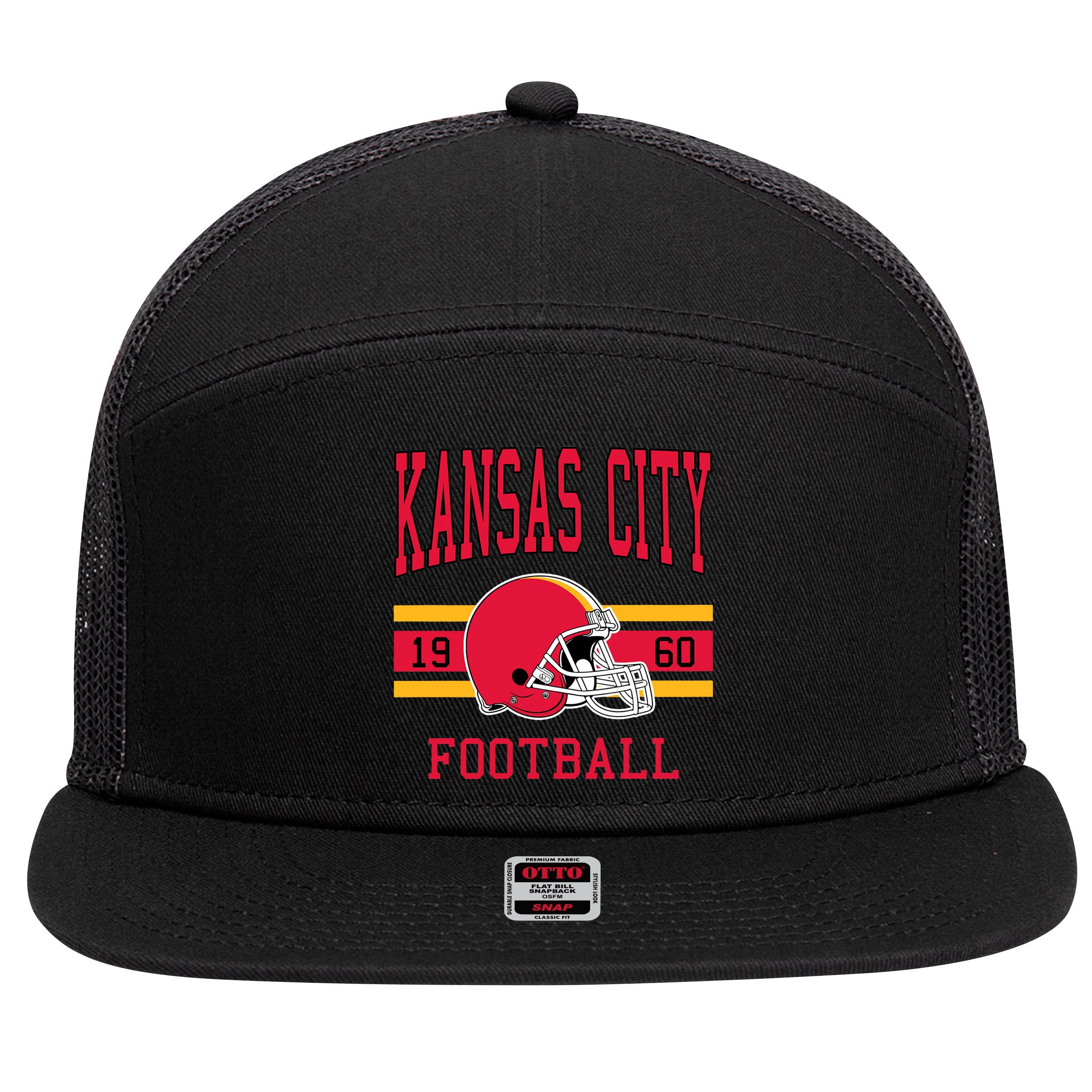 Kansas Football 1960 7 Panel Mesh Trucker Snapback Hat