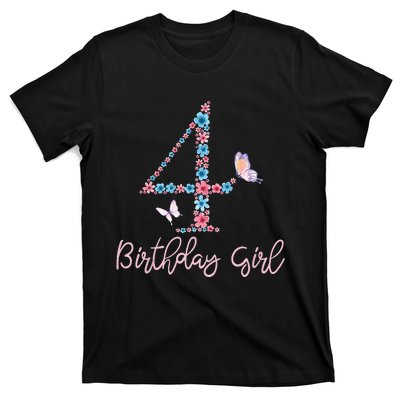 Kids Floral 4th Birthday Butterfly For T-Shirt