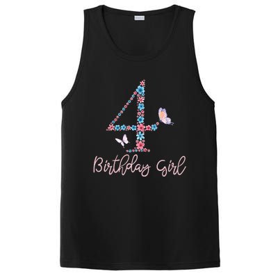 Kids Floral 4th Birthday Butterfly For PosiCharge Competitor Tank