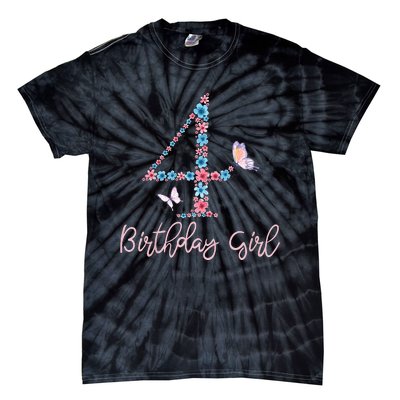 Kids Floral 4th Birthday Butterfly For Tie-Dye T-Shirt