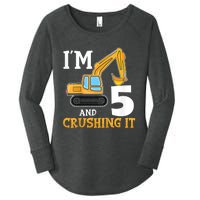 K.i.d.s Five 5yr 5th Birthday Digger Boy Construction 5 Years Old Women's Perfect Tri Tunic Long Sleeve Shirt