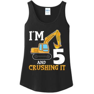 K.i.d.s Five 5yr 5th Birthday Digger Boy Construction 5 Years Old Ladies Essential Tank