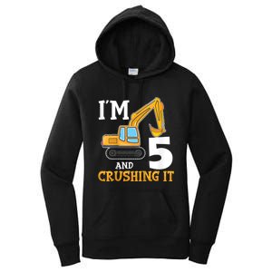 K.i.d.s Five 5yr 5th Birthday Digger Boy Construction 5 Years Old Women's Pullover Hoodie