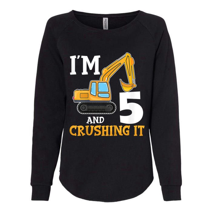 K.i.d.s Five 5yr 5th Birthday Digger Boy Construction 5 Years Old Womens California Wash Sweatshirt