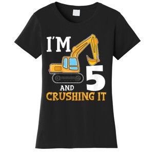 K.i.d.s Five 5yr 5th Birthday Digger Boy Construction 5 Years Old Women's T-Shirt