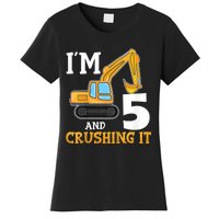 K.i.d.s Five 5yr 5th Birthday Digger Boy Construction 5 Years Old Women's T-Shirt