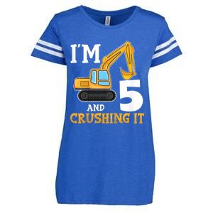 K.i.d.s Five 5yr 5th Birthday Digger Boy Construction 5 Years Old Enza Ladies Jersey Football T-Shirt