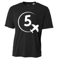 K.i.d.s Five 5 year old birthday Airplane shirt. Boy 5th birthday Cooling Performance Crew T-Shirt