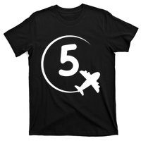 K.i.d.s Five 5 year old birthday Airplane shirt. Boy 5th birthday T-Shirt