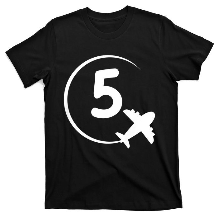 K.i.d.s Five 5 year old birthday Airplane shirt. Boy 5th birthday T-Shirt