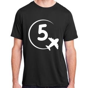 K.i.d.s Five 5 year old birthday Airplane shirt. Boy 5th birthday Adult ChromaSoft Performance T-Shirt