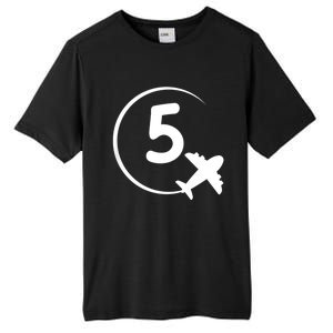 K.i.d.s Five 5 year old birthday Airplane shirt. Boy 5th birthday Tall Fusion ChromaSoft Performance T-Shirt