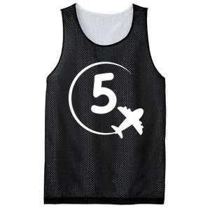 K.i.d.s Five 5 year old birthday Airplane shirt. Boy 5th birthday Mesh Reversible Basketball Jersey Tank