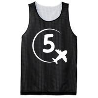 K.i.d.s Five 5 year old birthday Airplane shirt. Boy 5th birthday Mesh Reversible Basketball Jersey Tank