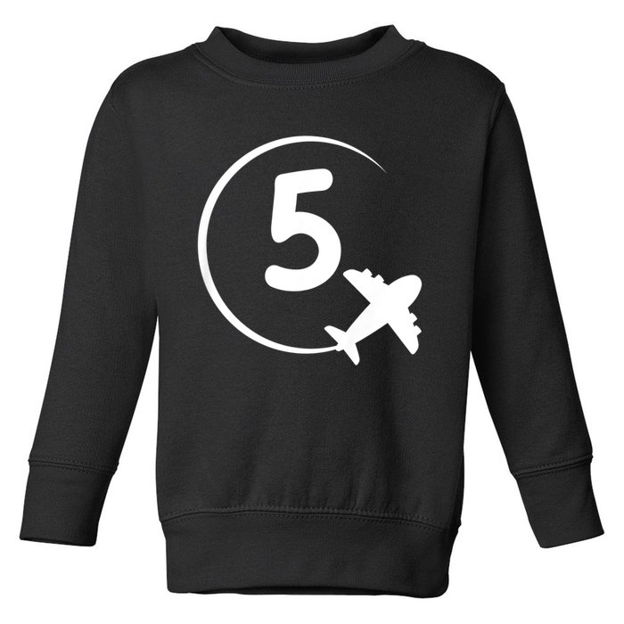 K.i.d.s Five 5 year old birthday Airplane shirt. Boy 5th birthday Toddler Sweatshirt