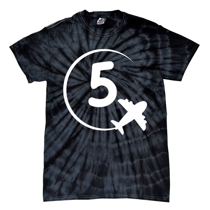 K.i.d.s Five 5 year old birthday Airplane shirt. Boy 5th birthday Tie-Dye T-Shirt