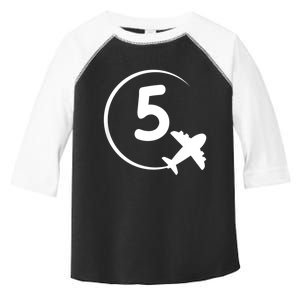 K.i.d.s Five 5 year old birthday Airplane shirt. Boy 5th birthday Toddler Fine Jersey T-Shirt