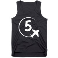 K.i.d.s Five 5 year old birthday Airplane shirt. Boy 5th birthday Tank Top