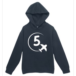 K.i.d.s Five 5 year old birthday Airplane shirt. Boy 5th birthday Urban Pullover Hoodie