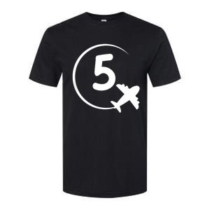 K.i.d.s Five 5 year old birthday Airplane shirt. Boy 5th birthday Softstyle CVC T-Shirt