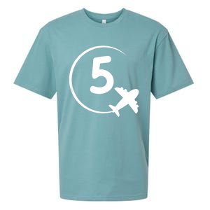 K.i.d.s Five 5 year old birthday Airplane shirt. Boy 5th birthday Sueded Cloud Jersey T-Shirt