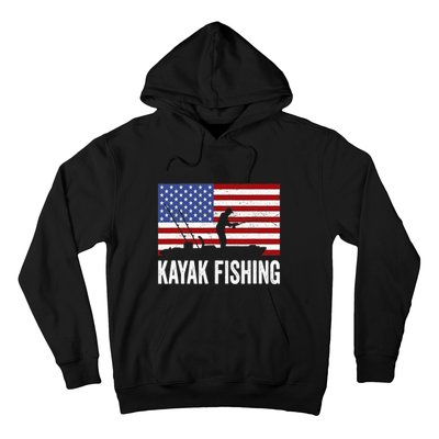 Kayaking Funny American Flag Angler Kayak Fishing Hoodie