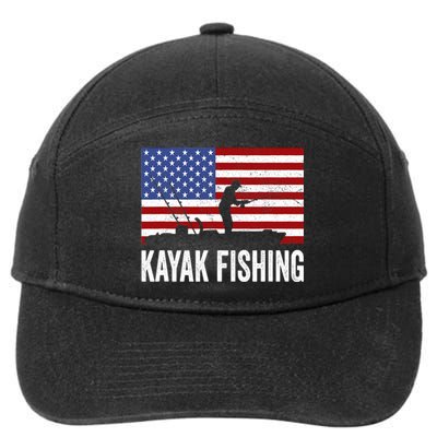 Kayaking Funny American Flag Angler Kayak Fishing 7-Panel Snapback Hat