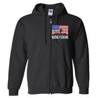 Kayaking Funny American Flag Angler Kayak Fishing Full Zip Hoodie