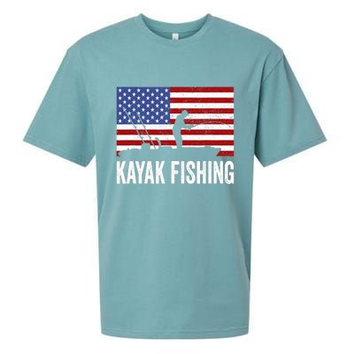 Kayaking Funny American Flag Angler Kayak Fishing Sueded Cloud Jersey T-Shirt